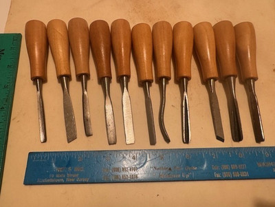 NOS  11 PC SET 5 1/2'' LONG - WOOD CARVING CHISELS & GOUGERS