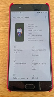 OnePlus 5T - 128GB*  Technisch top, Display Glasbruch  