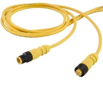 Single Key (M12) Micro-Link Cable Assembly, PUR, Male/3 pole, 3.3', 22 AWG