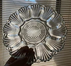 Vintage Anchor Hocking Heavy Clear Glass 10” Deviled Egg Plate Dish Tray Ribbed