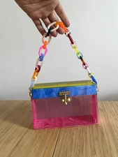Edie Parker rainbow clear acrylic chain bag