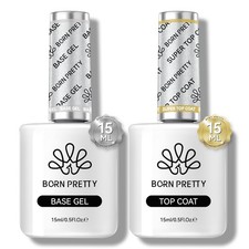 Born Pretty Gel Top 0.5 Fl Oz Pack of 2 , 15ml Base and Coat Set
