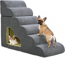 Dog Stairs for High Bed, Pet Stairs-6 Steps up to 30" H High Bed with Tunnel 2 I