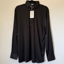 Collars Co Men Dress Collar Polo Shirt Black Long Sleeve Performance Small NWT