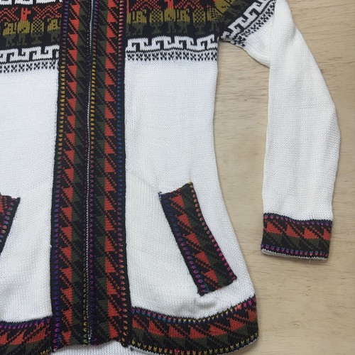 Peruvian Alpaca Llama Design Hoodie Cardigan Sweater Rainbow Knit Soft XS-S - Picture 6 of 19