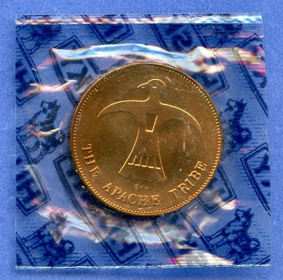 #ad Husky Oil Co. Rugged Americans Geronimo Apache 1quot; Bronze Token Coin Medal Sealed $9.95