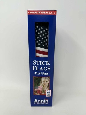 Annin Flagmakers 4'' x6'' Stick Flags 24 Flag Pack NEW