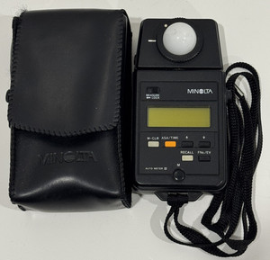 Minolta Auto Meter III Light Exposure Meter w/ Strap, Case & New Battery