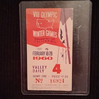 VIII Olympic Winter Games Squaw Valley 1960 Ticket Stub California Admit One