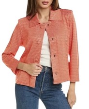 Cabi Womens Orange Tiger Lilly Print Snap Front Matchmaker Blazer Medium