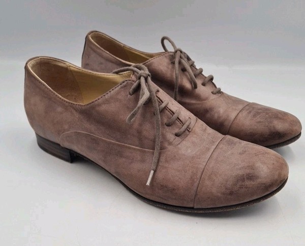 LAURA BELLARIVA Italian Brown Leather Lace Up Flat Brogue Shoes Size 37 / 6