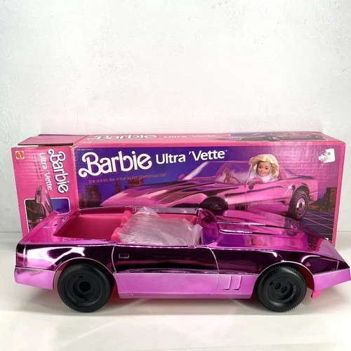 Barbie Ultra Vette Pink Metallic Car 1984 New Open Box Missing One Sticker