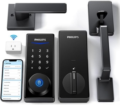 Philips Wi-Fi Smart Lock with Handle, Keyless Entry Keypad Door Lock with Handle