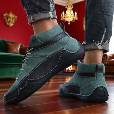  Handmade Leather Men Hiking Boots Outdoor Training Work Shoes Ankle Boots  