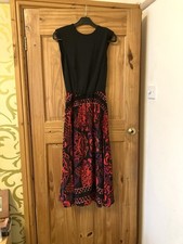 AX Paris size 10 Black Red Paisley Print Sleeveless Midi dress Summer Party day