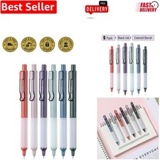 6-Pack Retractable Fine Point Gel Pens in Elegant Vintage Barrels - Black Ink