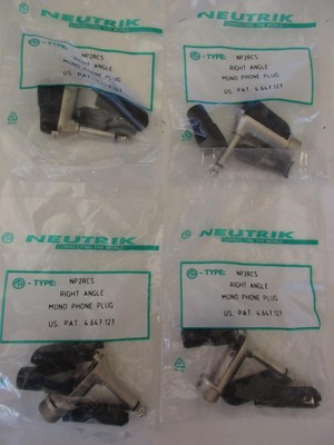 (4x) NEUTRIK Connector NP2RCS 1/4'' Slim Right Angle Male Mono TS plug NP2RX NIP