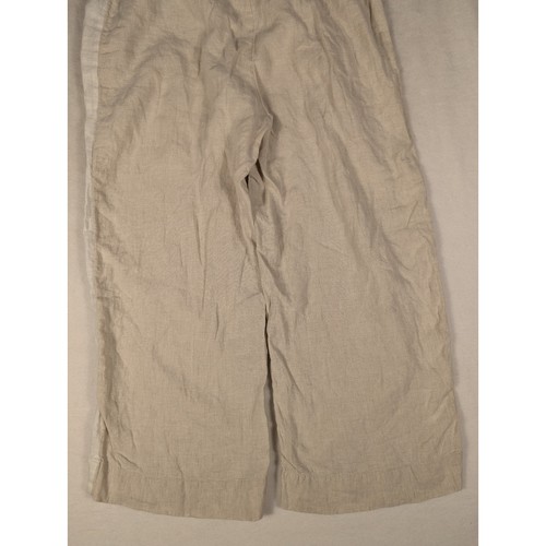 JCrew Womens Beige 100% Linen Wide Leg Side Stripe Drawstring Crop Pants Size M - Picture 6 of 8