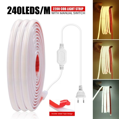 230V Neon COB LED Streifen Stripe Flex Schlauch Lichtband Außen Beleuchtung IP67