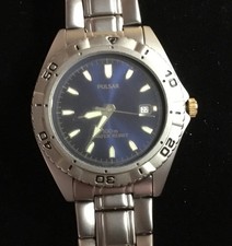 Reloj PULSAR by SEIKO VX32-X203 esfera azul WR para hombre SS 39 mm funciona muy bien