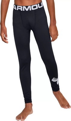 Under Armour L80005 Young Boys Black Coldgear Leggings Size YXL