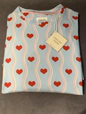 Image of Chelsea Peers Blue Wavy Heart Patterned Long Sleeve/Leg Pyjamas Size XS/8 BNWT
