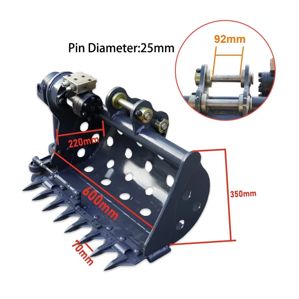 Acessório hidráulico para caçamba de corte de sebe para escavadeiras frete grátis EUA - Imagem 3 de 4