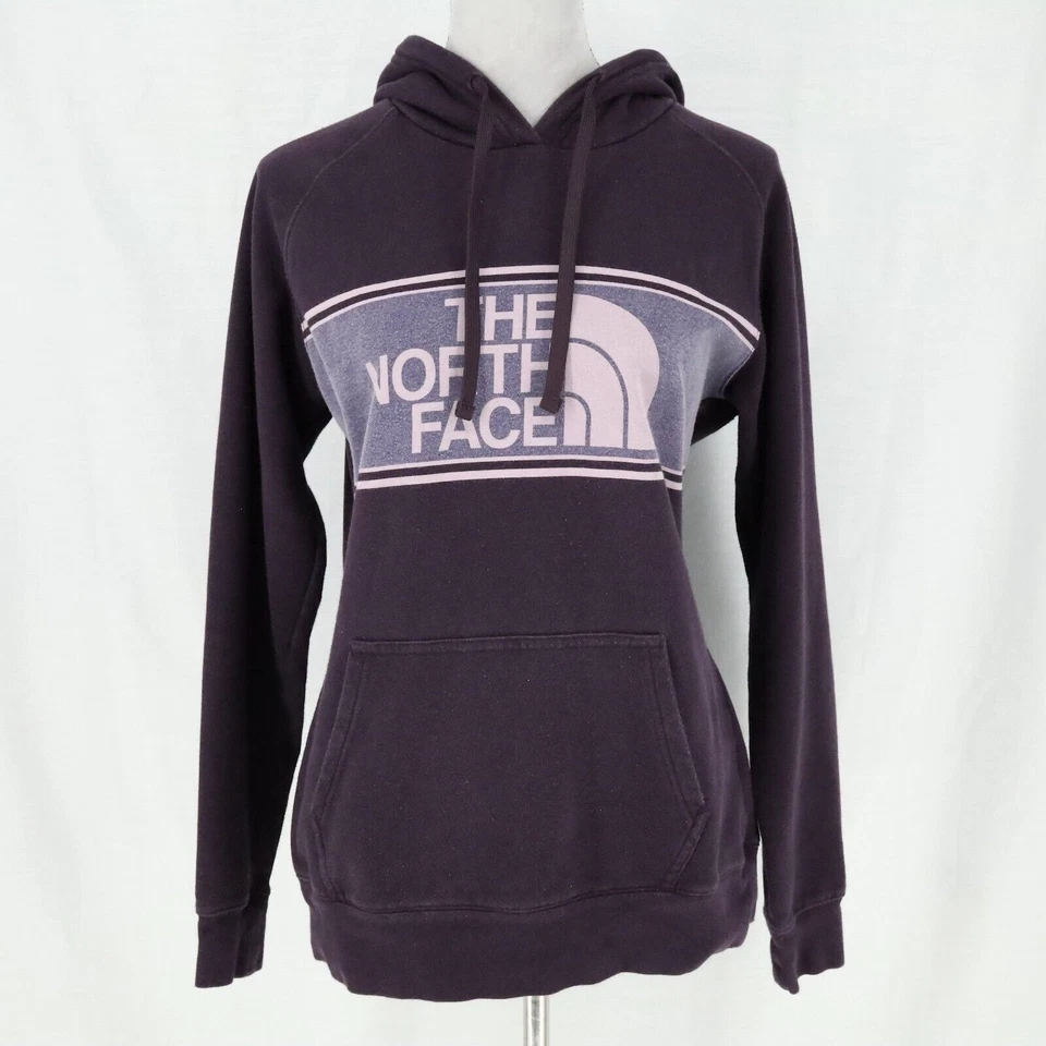 The North Face Sweatshirt Womens Large Logo Hoodie Purple Pullover Top Half Dome - Image 2 of 4