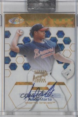 2003 Topps Finest Gold X-Fractor 102/199 Andy Marte #102 Rookie Auto RC 0o48