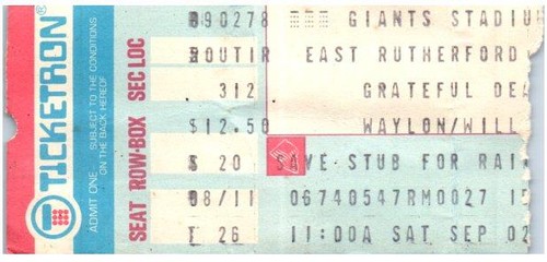 Grateful Dead Concert Ticket Stub September 2 1978 East Rutherford NJ - 第 5/6 張圖片
