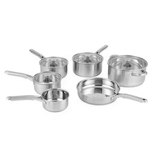 Salter Signature 6Pc Stainless Steel Pan Set – Multiple Sizes, Glass Lids