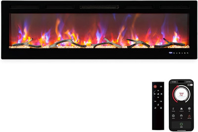 72'' Electric Fireplace with Smart WiFi, Remote, Adjustable Brightness & Heat