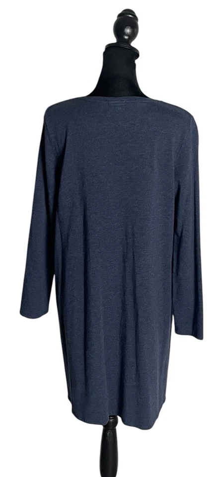 Vestido J.Jill PureJill Manga Larga Tejido Pequeño M Pima Algodón Modal Azul Túnica Foto 4 de 4
