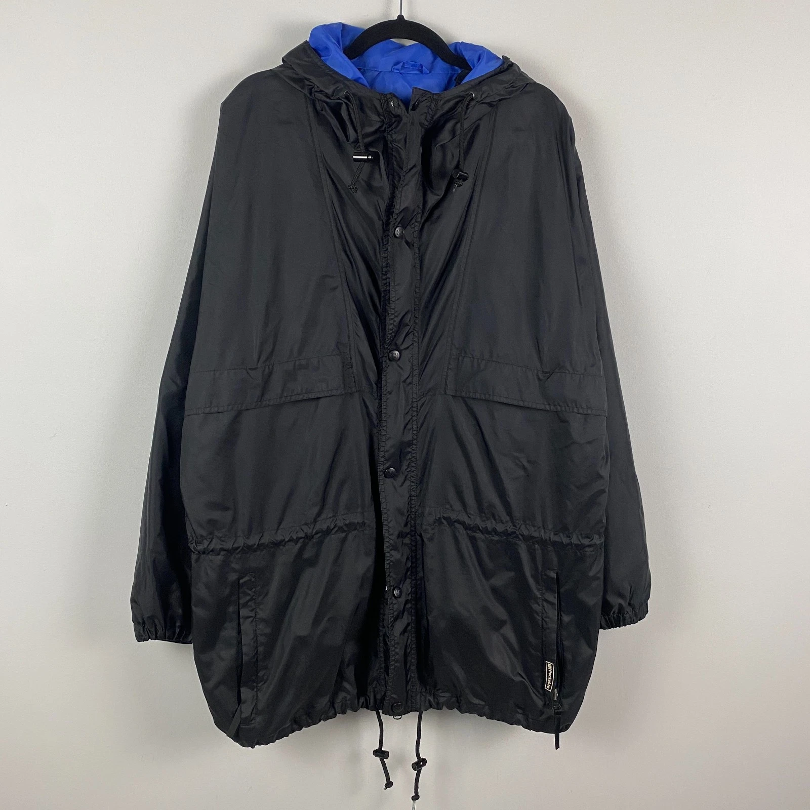 Helly Hansen Storm Jacket Mens L Black Hooded Y2K Windbreaker Waterproof