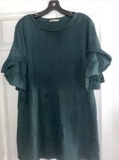 Zara Trafaluc  Women short dress color Dark Green Very Cute Excellent Cond Sz- M