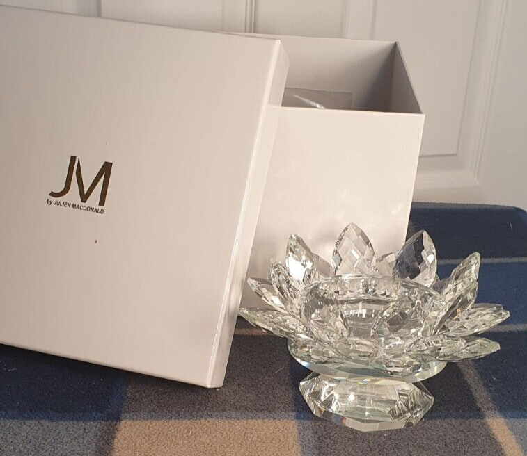 JM by Julien Macdonald large Footed Lotus Candle Holder Clear Gift