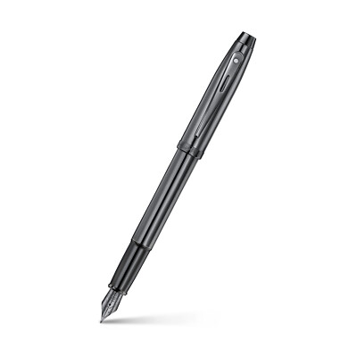 Sheaffer 100 Fountain Pen in Shiny Dark Grey Gunmetal with PVD Trim - Fine NEW
