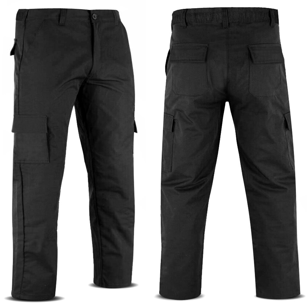 Mens Work Trousers Cargo Combat Pockets Mechanics Working Pants Waist