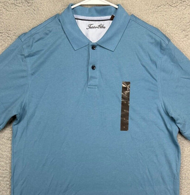 Tasso Elba Shirt Adult Small Blue Polo Table Rugby Short Sleeve Casual Mens NEW
