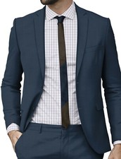 Mens Navy Blue Suits Custom Made Tailored Business Work Formal Bespoke Suit