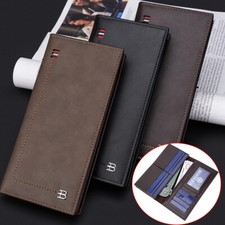 RFID Blocking Leather Checkbook Wallet for Men,Slim Bifold Credit Card Holder