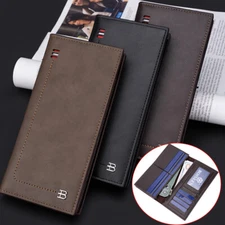 RFID Blocking Leather Checkbook Wallet for Men,Slim Bifold Credit Card Holder