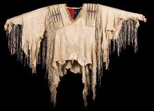 Old Style Beaded Hand Colored Buckskin Suede Hide Powwow Regalia Shirt NS57
