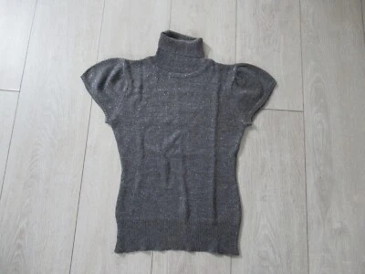 Pull à manches courtes col roulé gris à paillettes taille S - Photo 1/2