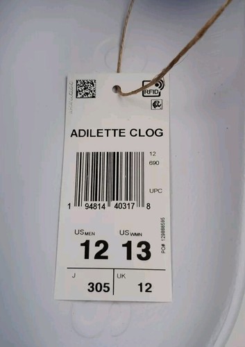 Adidas Adilette Clogs Men's Slides Sandals White Black Stripes Size 12 NEW - Picture 7 of 11