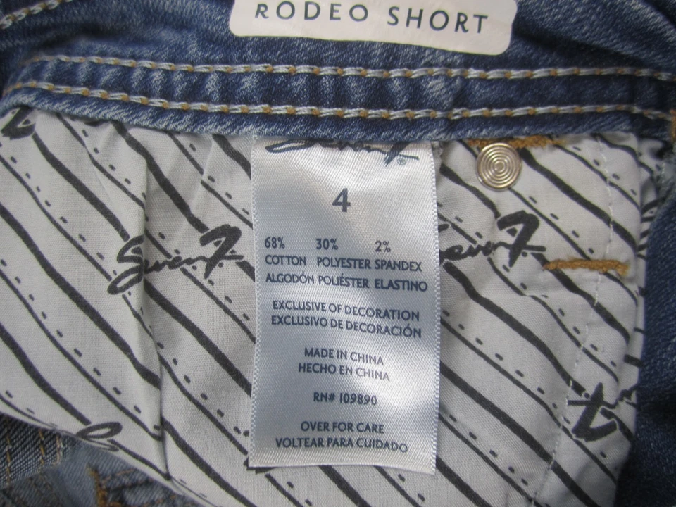Pantalones Cortos Para Mujer Seven 4 Azul Jeans Denim Rodeo Cortos Bigotes Mezcla de Algodón Foto 4 de 4
