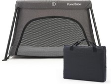 Pamo Babe Lightweight Travel Crib with Soft Mattress Pad Grey 