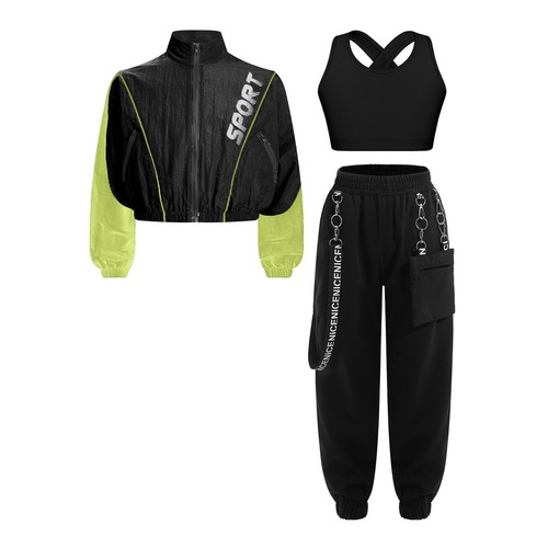 Kids Girls Crop Tops With Pants Active Tracksuit Performance Sweatsuit Youth - Picture 8 of 59