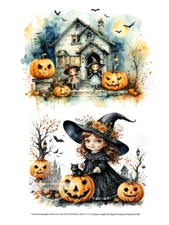 Witch Girls | A4 8.3" x 11.7" | Halloween Rice Paper | Decoupage Central