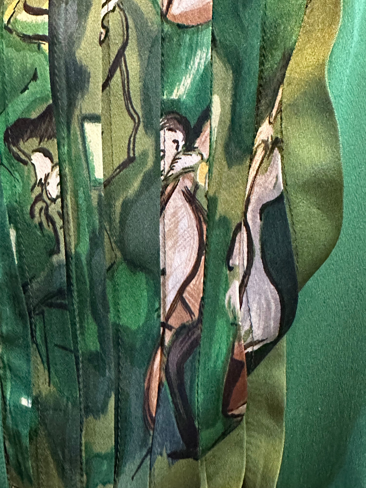 Vintage rare Hermes emerald green silk shirt, pintucked with Jazz age detailing  image 7
